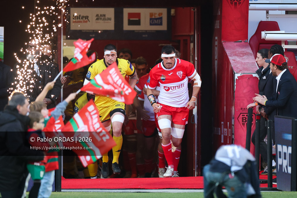 Rémi Bourdeau, lors du match de Pro D2 entre le Biarritz olympique et Carcassonne, le 15 mai 2026 au stade Aguiléra de Biarritz, France (Photo Pablo ORDAS)