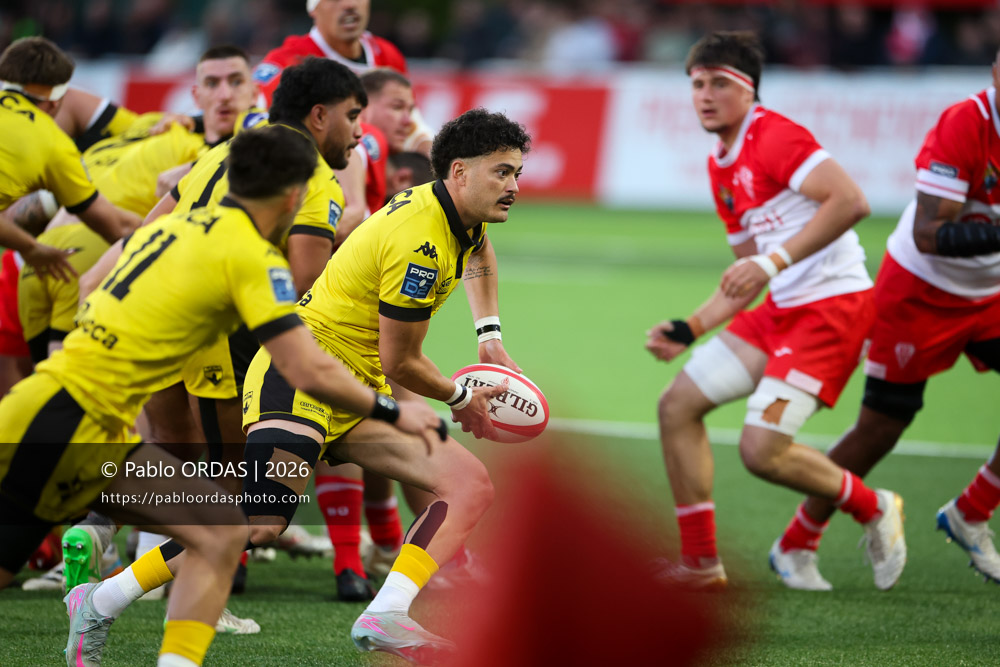 Gaëtan Pichon, lors du match de Pro D2 entre le Biarritz olympique et Carcassonne, le 15 mai 2026 au stade Aguiléra de Biarritz, France (Photo Pablo ORDAS)