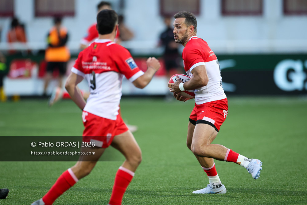Kylian Jaminet, lors du match de Pro D2 entre le Biarritz olympique et Carcassonne, le 15 mai 2026 au stade Aguiléra de Biarritz, France (Photo Pablo ORDAS)