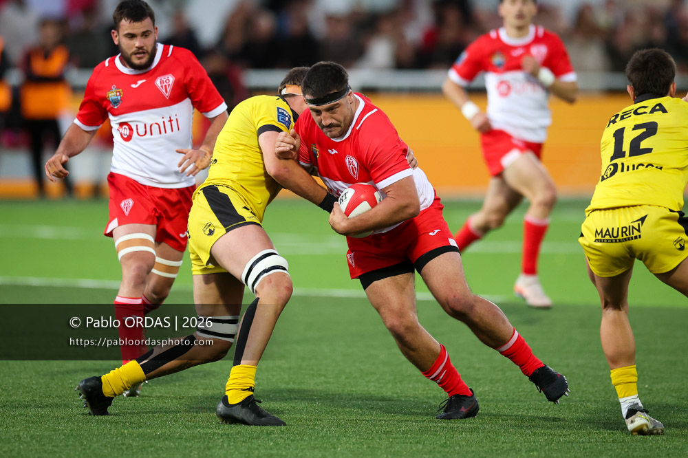 Hugo Pirlet, lors du match de Pro D2 entre le Biarritz olympique et Carcassonne, le 15 mai 2026 au stade Aguiléra de Biarritz, France (Photo Pablo ORDAS)