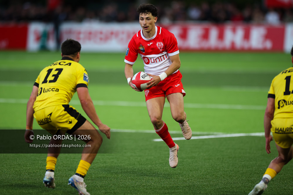Baptiste Fariscot, lors du match de Pro D2 entre le Biarritz olympique et Carcassonne, le 15 mai 2026 au stade Aguiléra de Biarritz, France (Photo Pablo ORDAS)