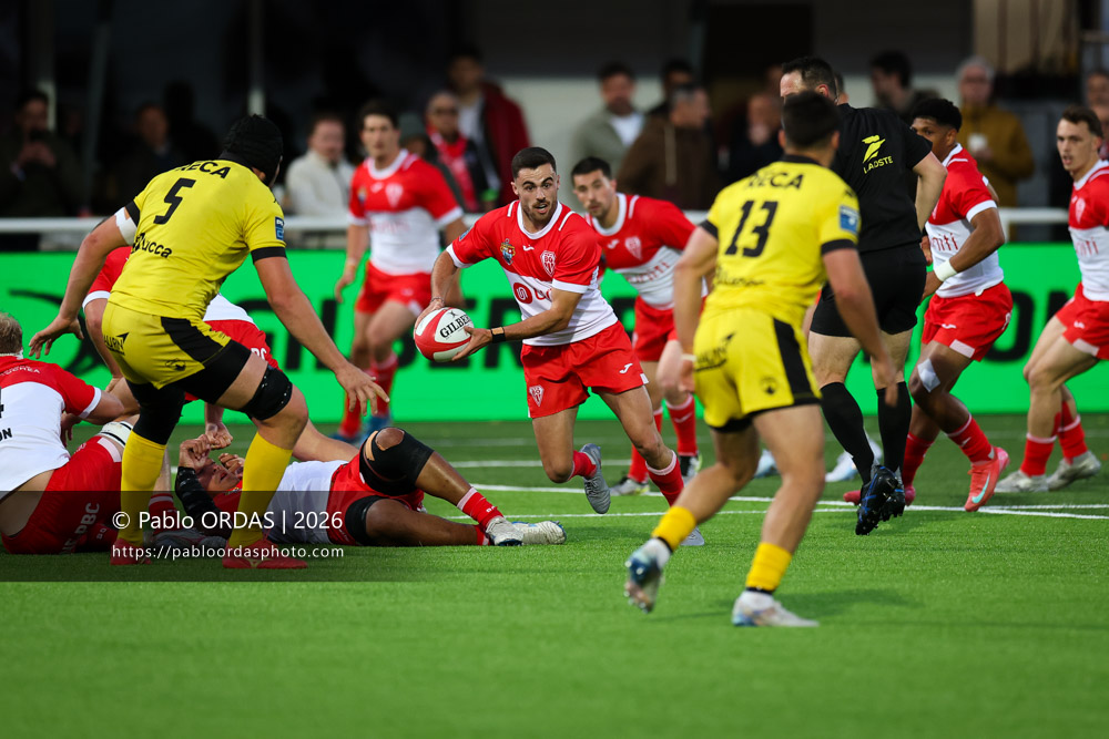 Imanol Biscay, lors du match de Pro D2 entre le Biarritz olympique et Carcassonne, le 15 mai 2026 au stade Aguiléra de Biarritz, France (Photo Pablo ORDAS)