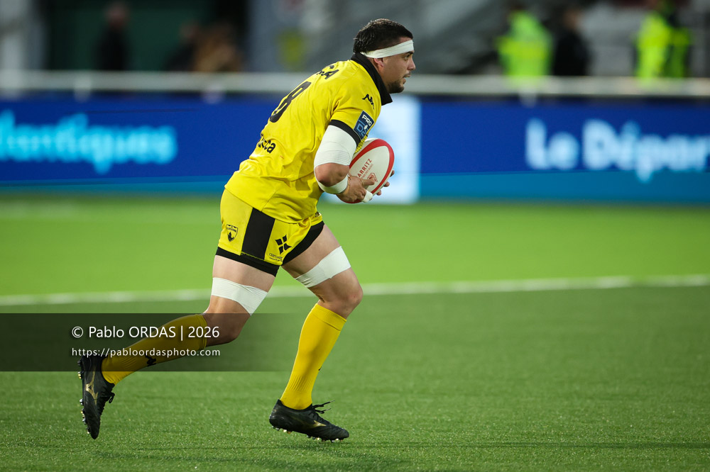 Thomas Hoarau, lors du match de Pro D2 entre le Biarritz olympique et Carcassonne, le 15 mai 2026 au stade Aguiléra de Biarritz, France (Photo Pablo ORDAS)