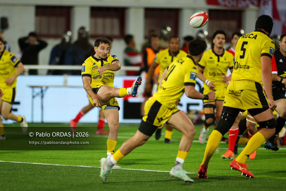 Alexandre Perez, lors du match de Pro D2 entre le Biarritz olympique et Carcassonne, le 15 mai 2026 au stade Aguiléra de Biarritz, France (Photo Pablo ORDAS)