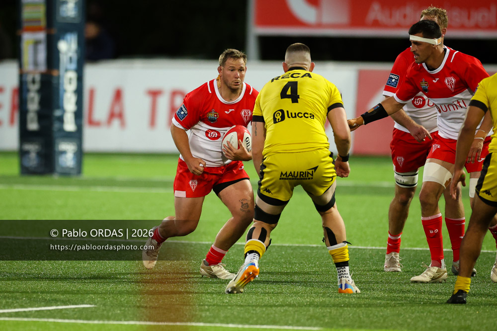 Clément Martinez, lors du match de Pro D2 entre le Biarritz olympique et Carcassonne, le 15 mai 2026 au stade Aguiléra de Biarritz, France (Photo Pablo ORDAS)