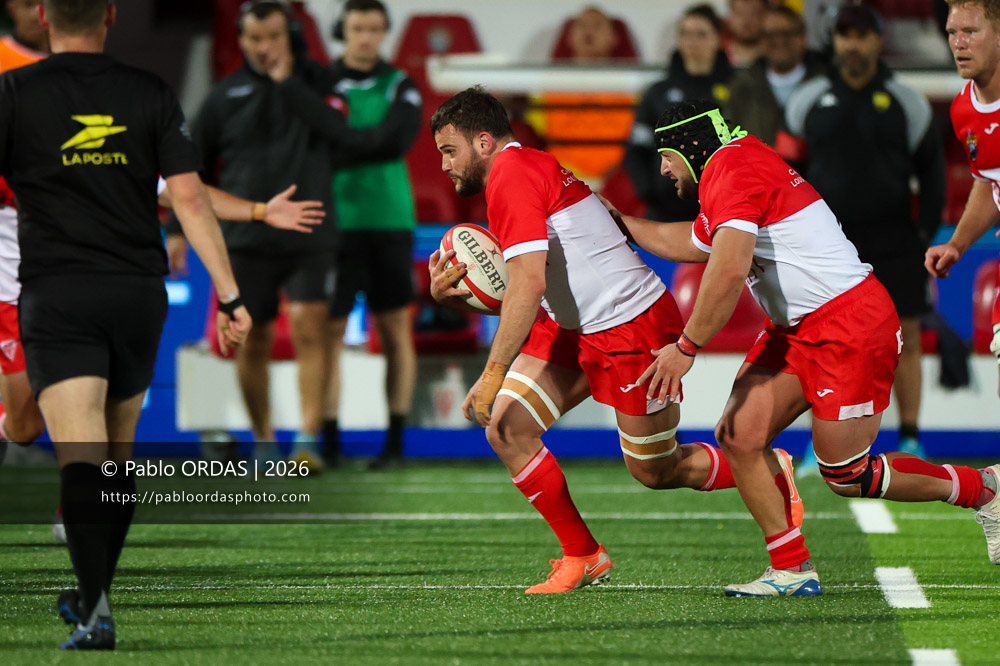 Thomas Hébert, lors du match de Pro D2 entre le Biarritz olympique et Carcassonne, le 15 mai 2026 au stade Aguiléra de Biarritz, France (Photo Pablo ORDAS)