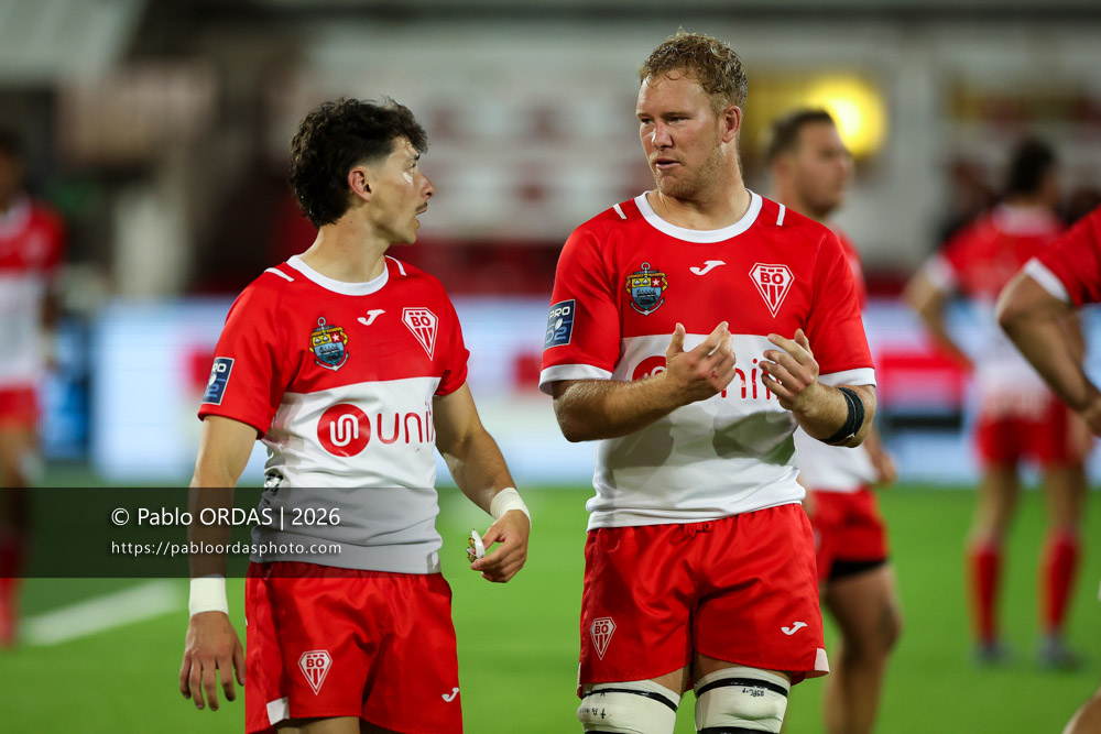 Heath Backhouse, lors du match de Pro D2 entre le Biarritz olympique et Carcassonne, le 15 mai 2026 au stade Aguiléra de Biarritz, France (Photo Pablo ORDAS)