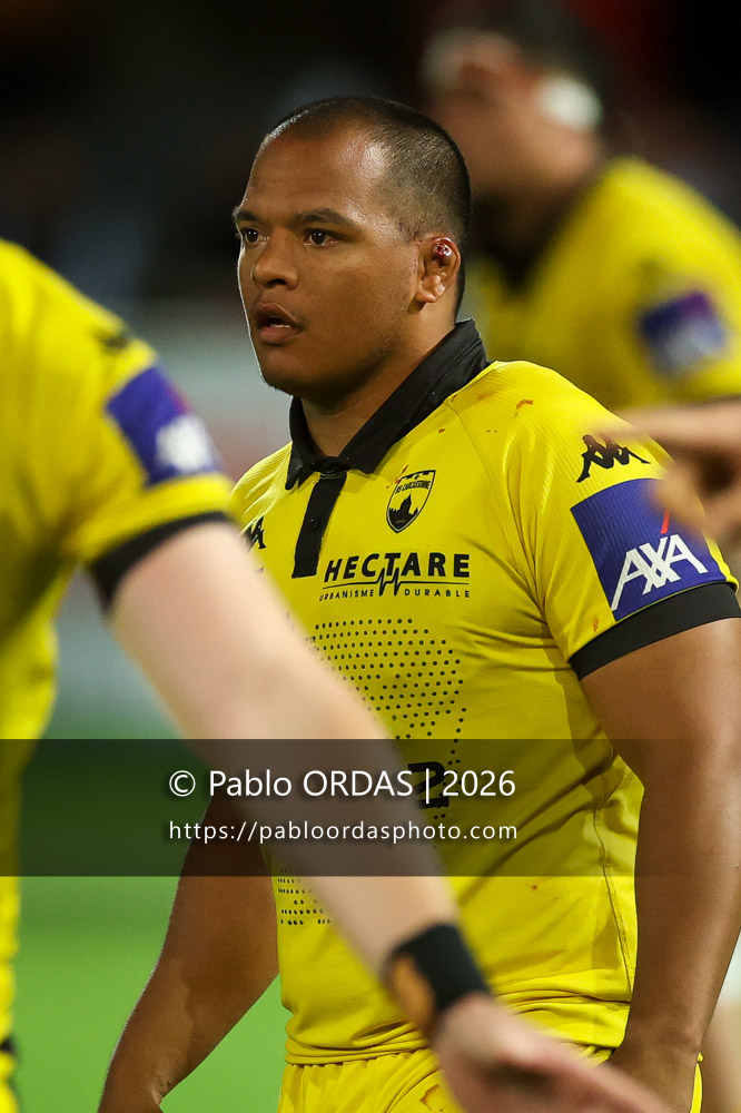 Ian Boubila, lors du match de Pro D2 entre le Biarritz olympique et Carcassonne, le 15 mai 2026 au stade Aguiléra de Biarritz, France (Photo Pablo ORDAS)