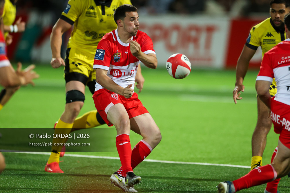 Edgar Retière, lors du match de Pro D2 entre le Biarritz olympique et Carcassonne, le 15 mai 2026 au stade Aguiléra de Biarritz, France (Photo Pablo ORDAS)