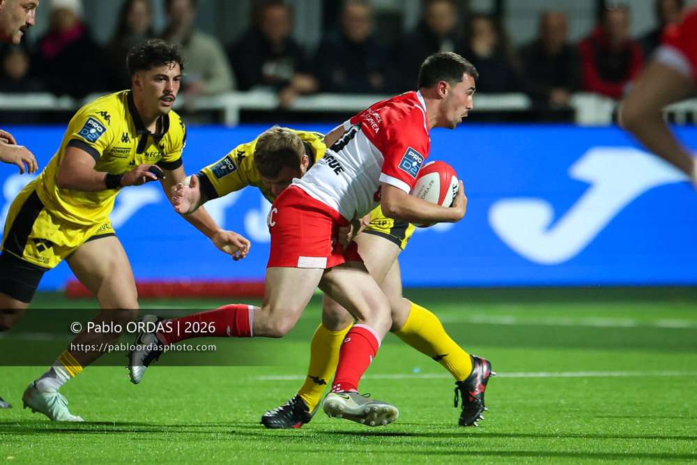 Edgar Retière, lors du match de Pro D2 entre le Biarritz olympique et Carcassonne, le 15 mai 2026 au stade Aguiléra de Biarritz, France (Photo Pablo ORDAS)
