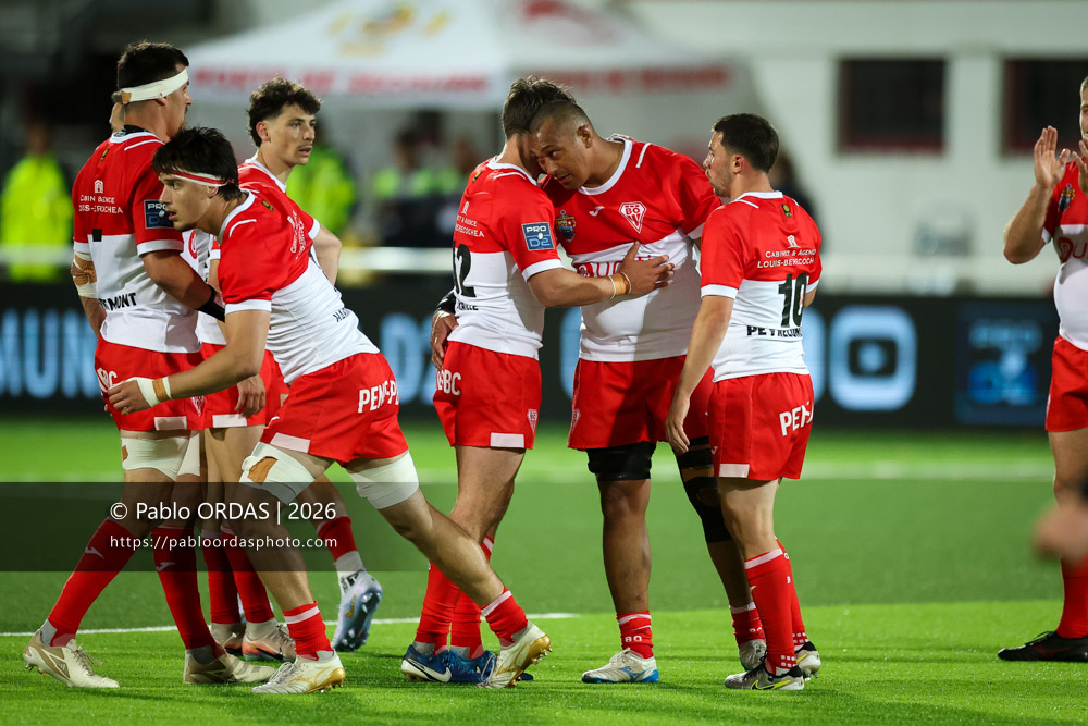 Piula Fa'asalele, lors du match de Pro D2 entre le Biarritz olympique et Carcassonne, le 15 mai 2026 au stade Aguiléra de Biarritz, France (Photo Pablo ORDAS)