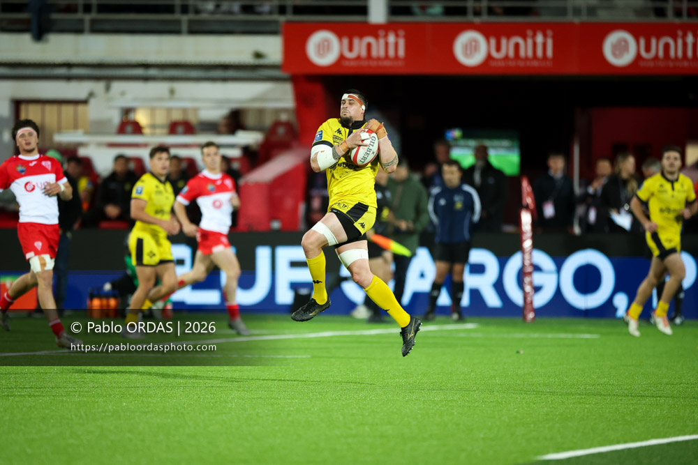 Thomas Hoarau, lors du match de Pro D2 entre le Biarritz olympique et Carcassonne, le 15 mai 2026 au stade Aguiléra de Biarritz, France (Photo Pablo ORDAS)