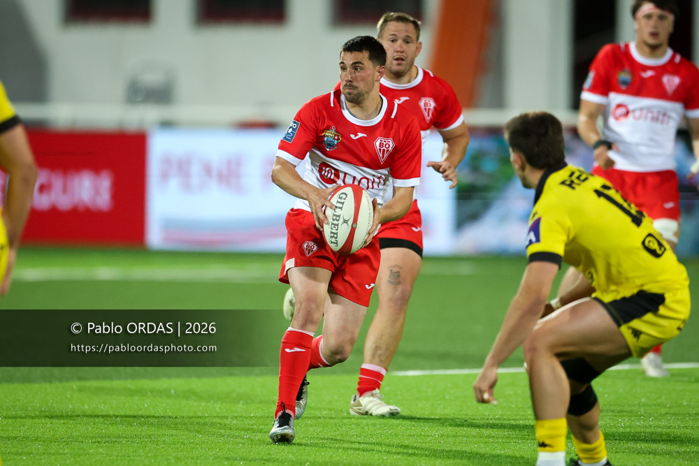 Edgar Retière, lors du match de Pro D2 entre le Biarritz olympique et Carcassonne, le 15 mai 2026 au stade Aguiléra de Biarritz, France (Photo Pablo ORDAS)