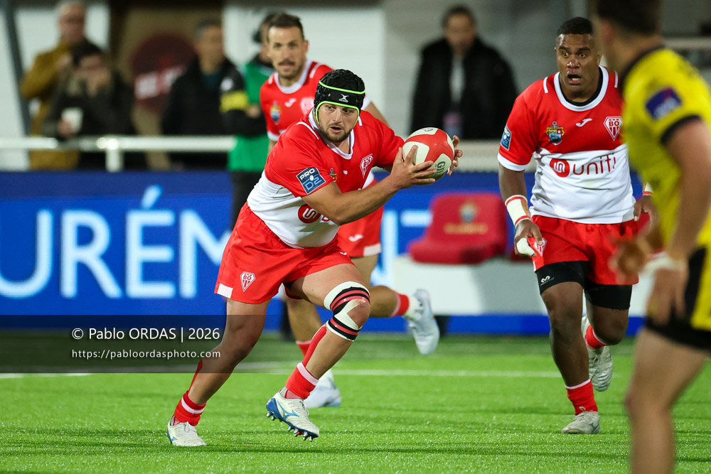 Giorgi Nutsubidze, lors du match de Pro D2 entre le Biarritz olympique et Carcassonne, le 15 mai 2026 au stade Aguiléra de Biarritz, France (Photo Pablo ORDAS)