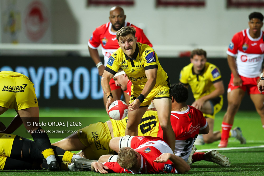 Yvan David, lors du match de Pro D2 entre le Biarritz olympique et Carcassonne, le 15 mai 2026 au stade Aguiléra de Biarritz, France (Photo Pablo ORDAS)