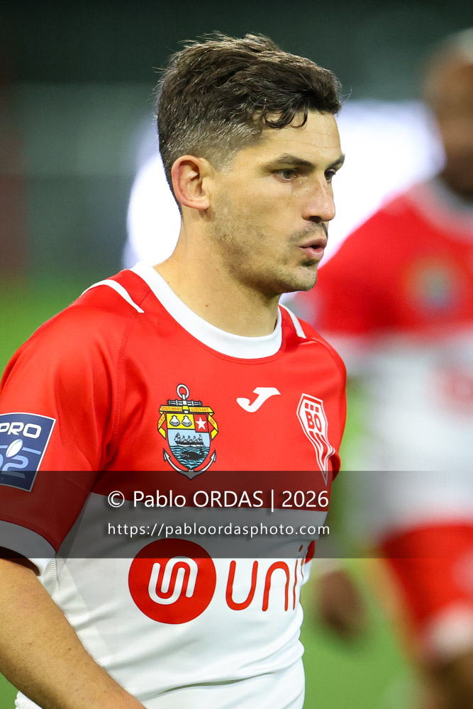 Steeve Barry, lors du match de Pro D2 entre le Biarritz olympique et Carcassonne, le 15 mai 2026 au stade Aguiléra de Biarritz, France (Photo Pablo ORDAS)