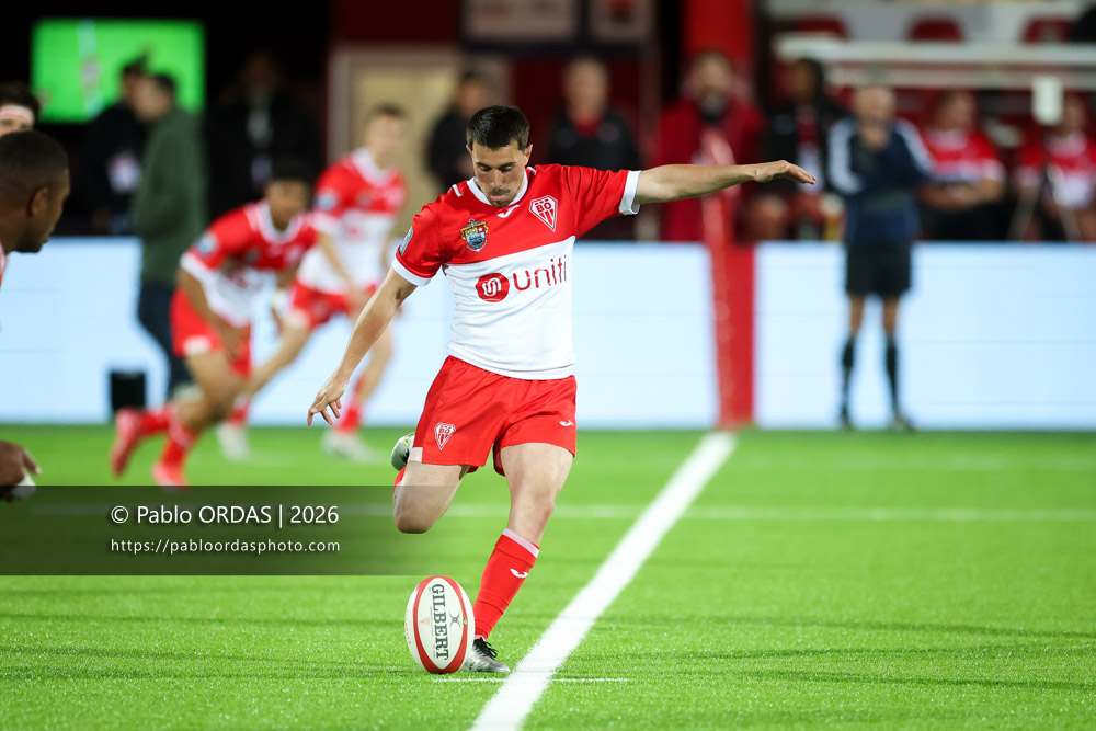 Edgar Retière, lors du match de Pro D2 entre le Biarritz olympique et Carcassonne, le 15 mai 2026 au stade Aguiléra de Biarritz, France (Photo Pablo ORDAS)