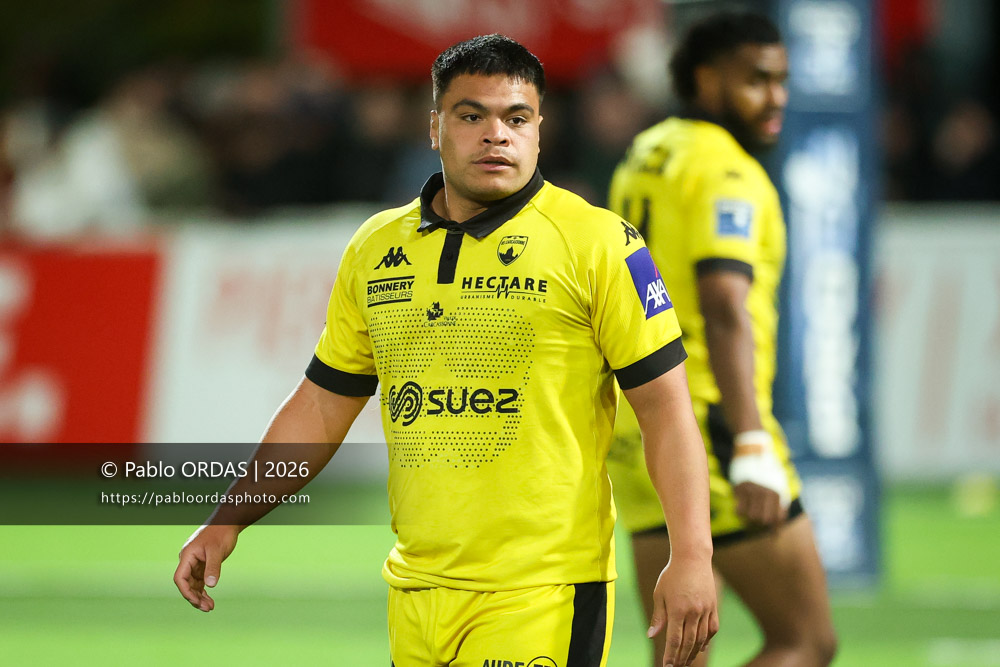 Nicolas Fenuafanote, lors du match de Pro D2 entre le Biarritz olympique et Carcassonne, le 15 mai 2026 au stade Aguiléra de Biarritz, France (Photo Pablo ORDAS)