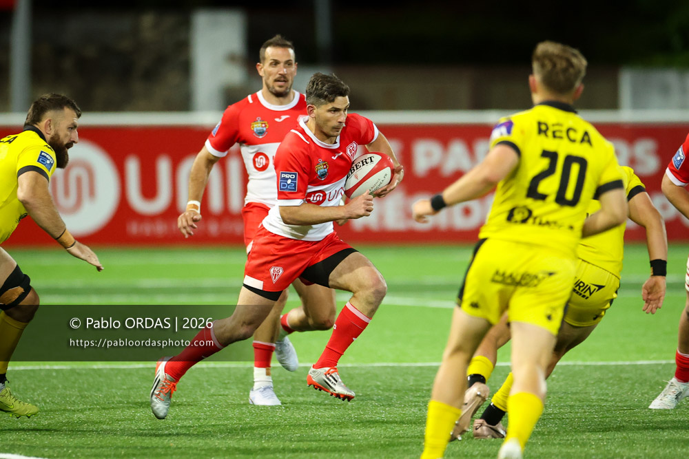 Steeve Barry, lors du match de Pro D2 entre le Biarritz olympique et Carcassonne, le 15 mai 2026 au stade Aguiléra de Biarritz, France (Photo Pablo ORDAS)