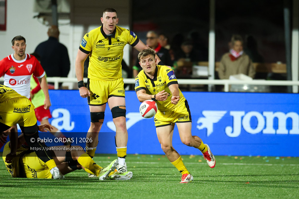 Yvan David, lors du match de Pro D2 entre le Biarritz olympique et Carcassonne, le 15 mai 2026 au stade Aguiléra de Biarritz, France (Photo Pablo ORDAS)