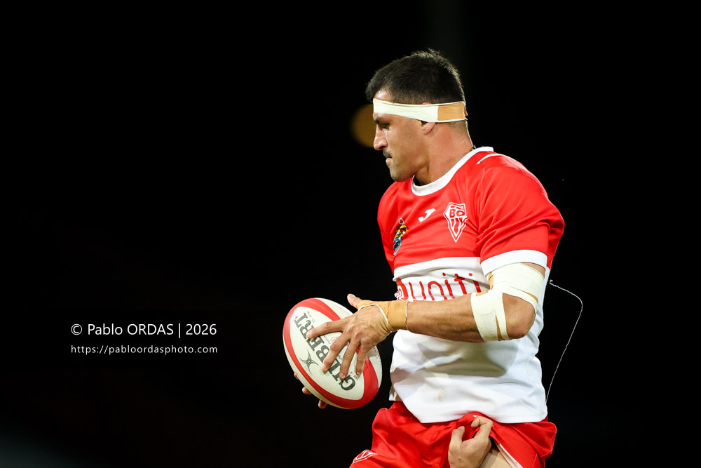 Rémi Bourdeau, lors du match de Pro D2 entre le Biarritz olympique et Carcassonne, le 15 mai 2026 au stade Aguiléra de Biarritz, France (Photo Pablo ORDAS)