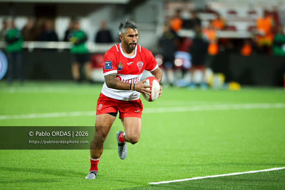 Yann David, lors du match de Pro D2 entre le Biarritz olympique et Carcassonne, le 15 mai 2026 au stade Aguiléra de Biarritz, France (Photo Pablo ORDAS)