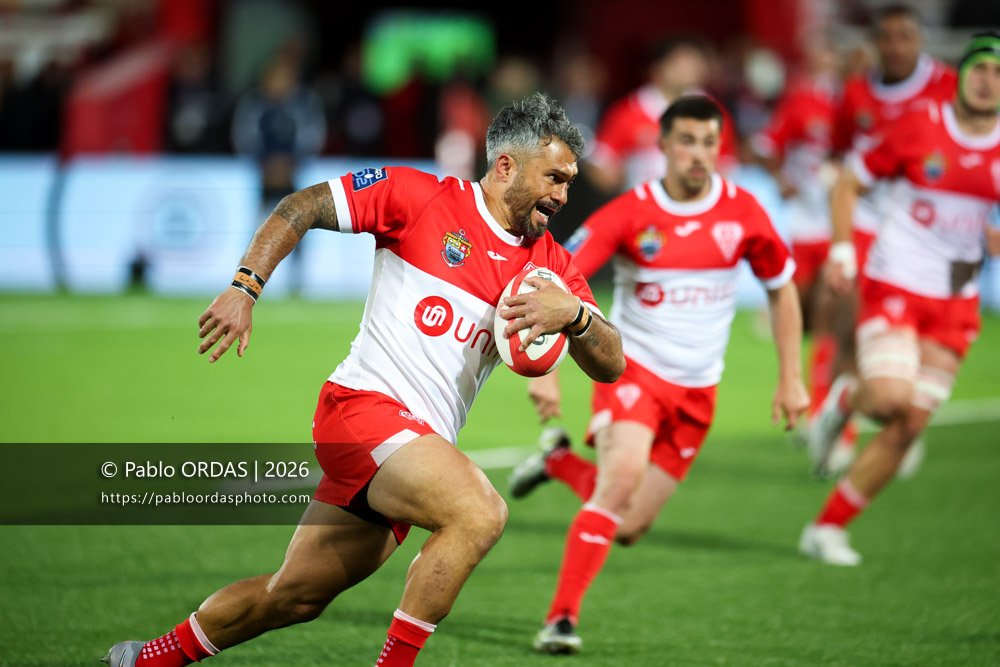 Yann David, lors du match de Pro D2 entre le Biarritz olympique et Carcassonne, le 15 mai 2026 au stade Aguiléra de Biarritz, France (Photo Pablo ORDAS)