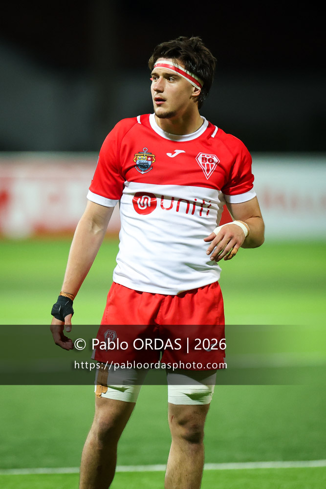 Andrea Sacco, lors du match de Pro D2 entre le Biarritz olympique et Carcassonne, le 15 mai 2026 au stade Aguiléra de Biarritz, France (Photo Pablo ORDAS)