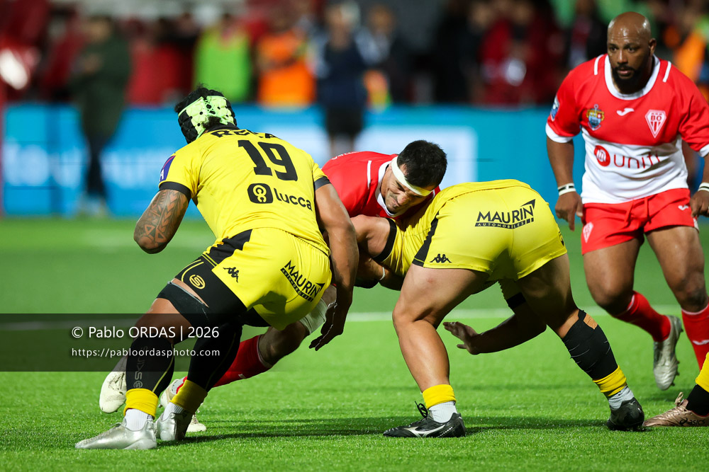 Rémi Bourdeau, lors du match de Pro D2 entre le Biarritz olympique et Carcassonne, le 15 mai 2026 au stade Aguiléra de Biarritz, France (Photo Pablo ORDAS)