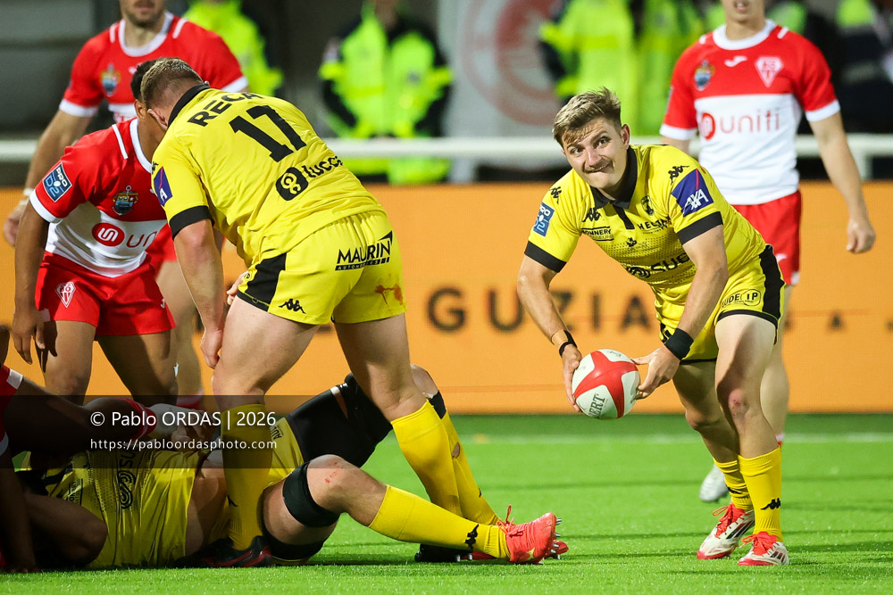 Yvan David, lors du match de Pro D2 entre le Biarritz olympique et Carcassonne, le 15 mai 2026 au stade Aguiléra de Biarritz, France (Photo Pablo ORDAS)