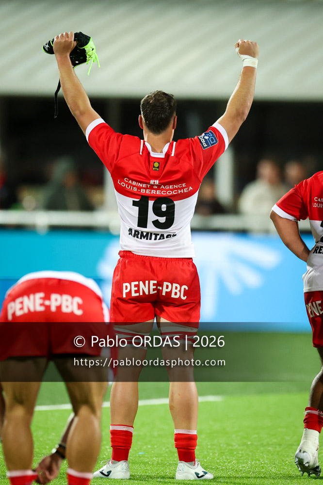 Ekain Imaz Agirre, lors du match de Pro D2 entre le Biarritz olympique et Carcassonne, le 15 mai 2026 au stade Aguiléra de Biarritz, France (Photo Pablo ORDAS)