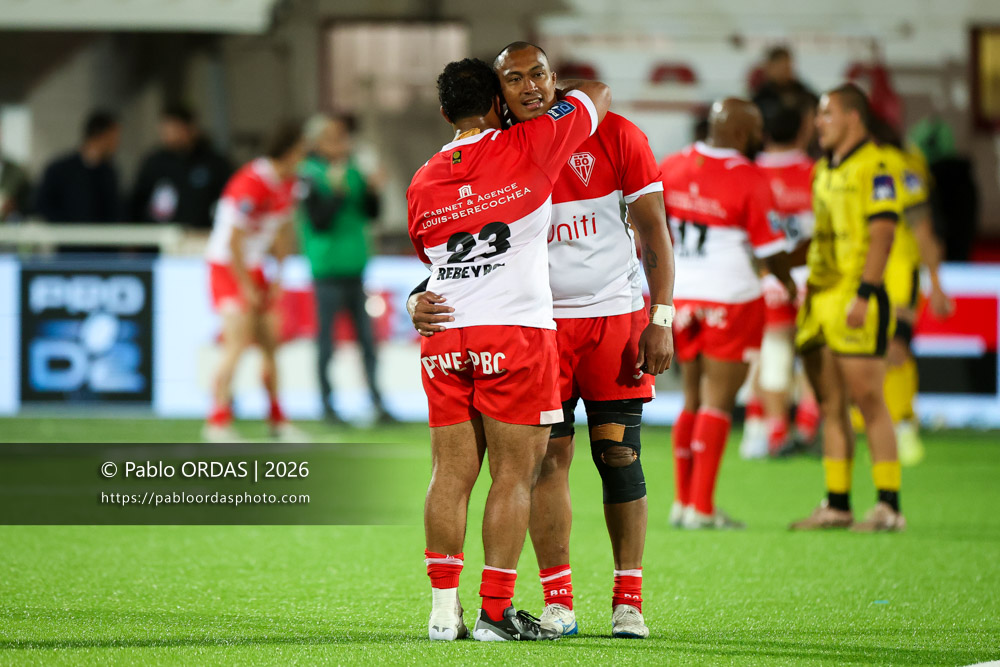Piula Fa'asalele, lors du match de Pro D2 entre le Biarritz olympique et Carcassonne, le 15 mai 2026 au stade Aguiléra de Biarritz, France (Photo Pablo ORDAS)