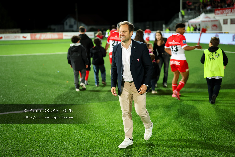 Cyril Arrosteguy, lors du match de Pro D2 entre le Biarritz olympique et Carcassonne, le 15 mai 2026 au stade Aguiléra de Biarritz, France (Photo Pablo ORDAS)