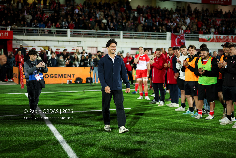 Sam Spring, lors du match de Pro D2 entre le Biarritz olympique et Carcassonne, le 15 mai 2026 au stade Aguiléra de Biarritz, France (Photo Pablo ORDAS)