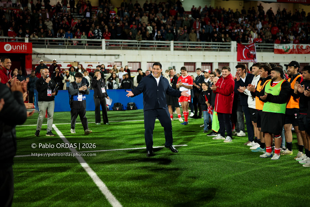 Solomone Tukuafu, lors du match de Pro D2 entre le Biarritz olympique et Carcassonne, le 15 mai 2026 au stade Aguiléra de Biarritz, France (Photo Pablo ORDAS)