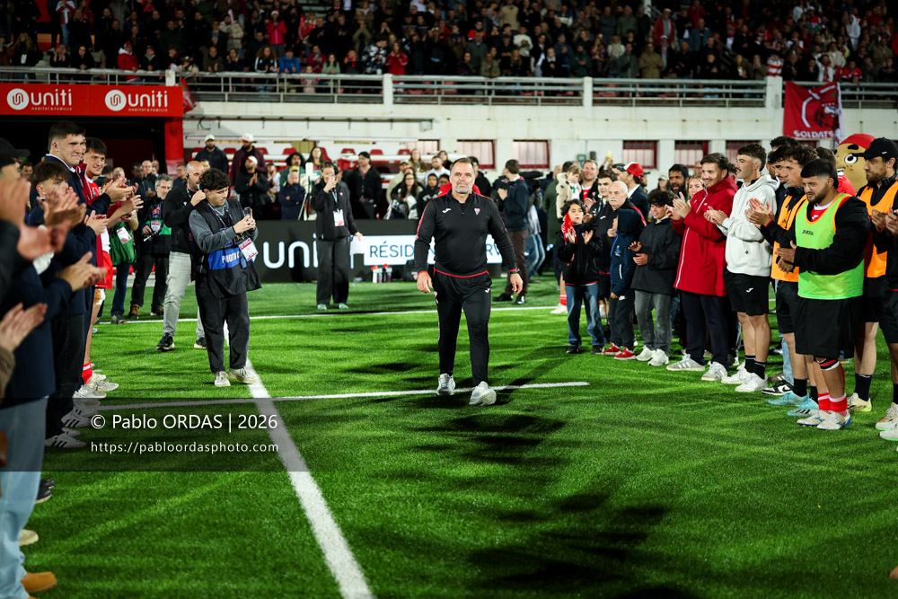 Sébastien Buada, lors du match de Pro D2 entre le Biarritz olympique et Carcassonne, le 15 mai 2026 au stade Aguiléra de Biarritz, France (Photo Pablo ORDAS)