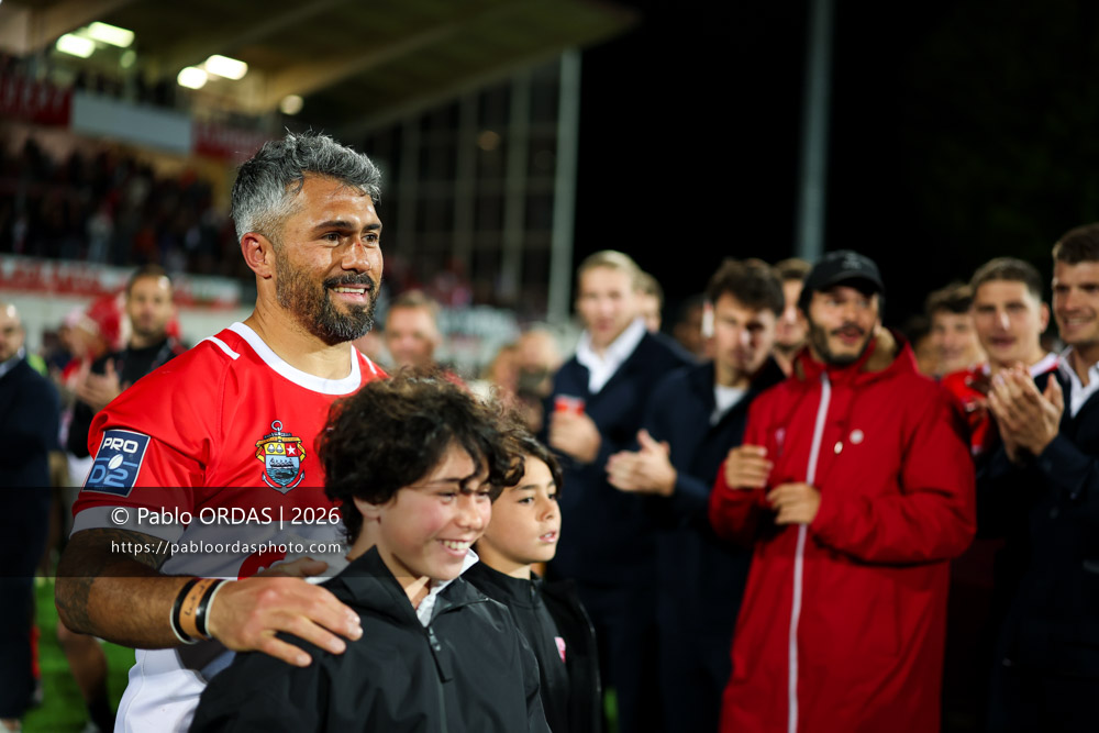Yann David, lors du match de Pro D2 entre le Biarritz olympique et Carcassonne, le 15 mai 2026 au stade Aguiléra de Biarritz, France (Photo Pablo ORDAS)