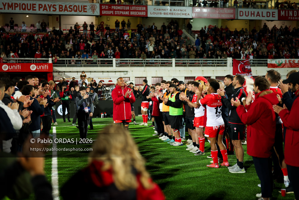 Piula Fa'asalele, lors du match de Pro D2 entre le Biarritz olympique et Carcassonne, le 15 mai 2026 au stade Aguiléra de Biarritz, France (Photo Pablo ORDAS)
