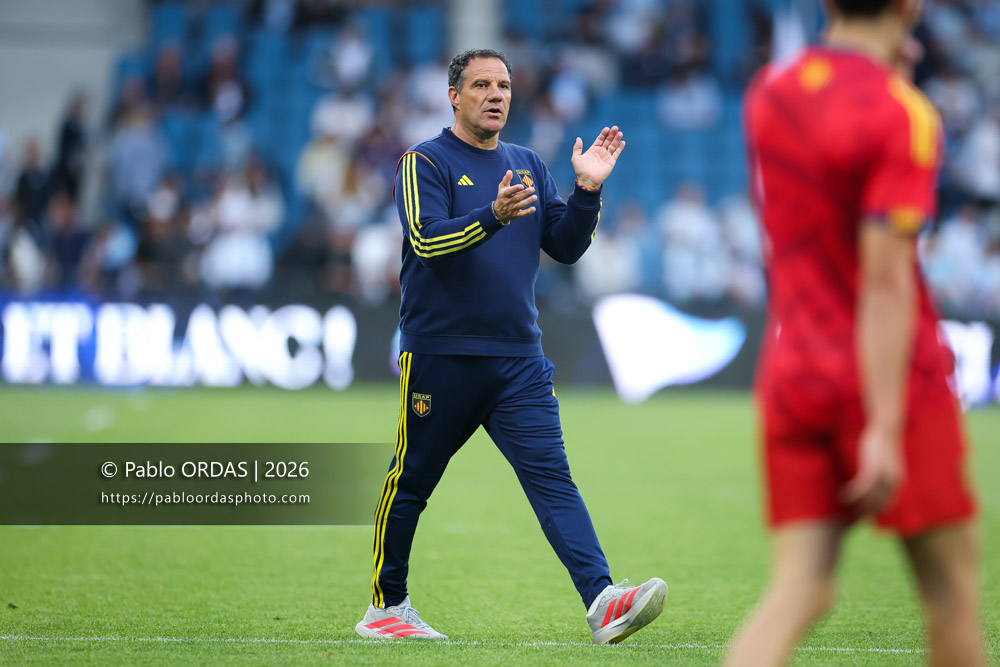 Laurent Labit, lors du match de Top 14 entre l'Aviron bayonnais et l'USA Perpignan, le 6 juin 2026 au stade Jean Dauger de Bayonne, France (Photo Pablo ORDAS)