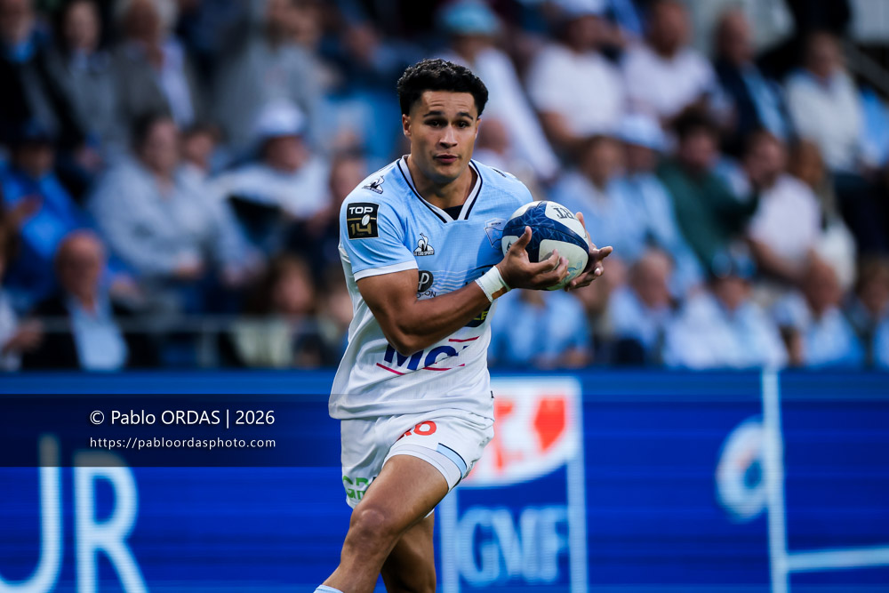 Tom Spring, lors du match de Top 14 entre l'Aviron bayonnais et l'USA Perpignan, le 6 juin 2026 au stade Jean Dauger de Bayonne, France (Photo Pablo ORDAS)