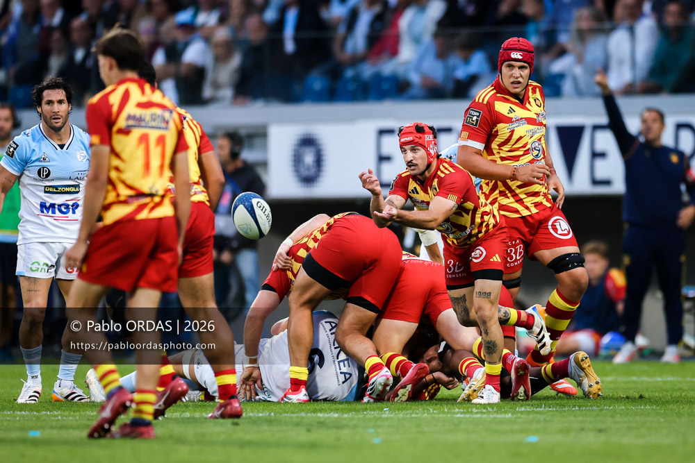 Gela Aprasidze, lors du match de Top 14 entre l'Aviron bayonnais et l'USA Perpignan, le 6 juin 2026 au stade Jean Dauger de Bayonne, France (Photo Pablo ORDAS)