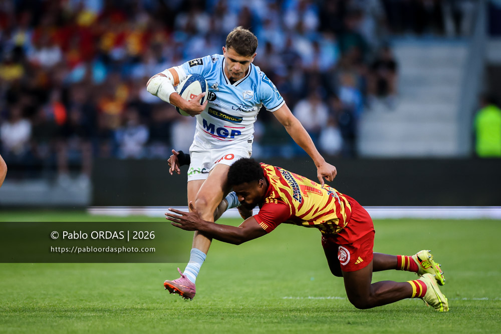 Arnaud Erbinartegaray, lors du match de Top 14 entre l'Aviron bayonnais et l'USA Perpignan, le 6 juin 2026 au stade Jean Dauger de Bayonne, France (Photo Pablo ORDAS)