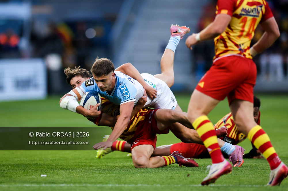 Arnaud Erbinartegaray, lors du match de Top 14 entre l'Aviron bayonnais et l'USA Perpignan, le 6 juin 2026 au stade Jean Dauger de Bayonne, France (Photo Pablo ORDAS)
