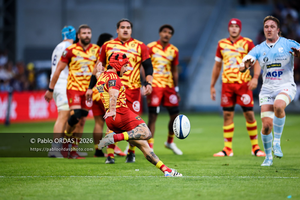 Gela Aprasidze, lors du match de Top 14 entre l'Aviron bayonnais et l'USA Perpignan, le 6 juin 2026 au stade Jean Dauger de Bayonne, France (Photo Pablo ORDAS)