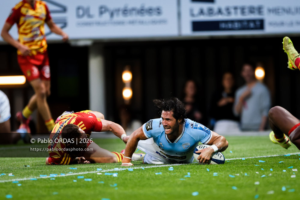 Maxime Machenaud, lors du match de Top 14 entre l'Aviron bayonnais et l'USA Perpignan, le 6 juin 2026 au stade Jean Dauger de Bayonne, France (Photo Pablo ORDAS)