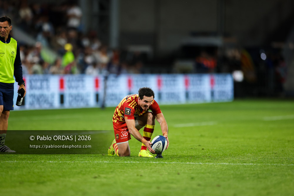 Tristan Tedder, lors du match de Top 14 entre l'Aviron bayonnais et l'USA Perpignan, le 6 juin 2026 au stade Jean Dauger de Bayonne, France (Photo Pablo ORDAS)