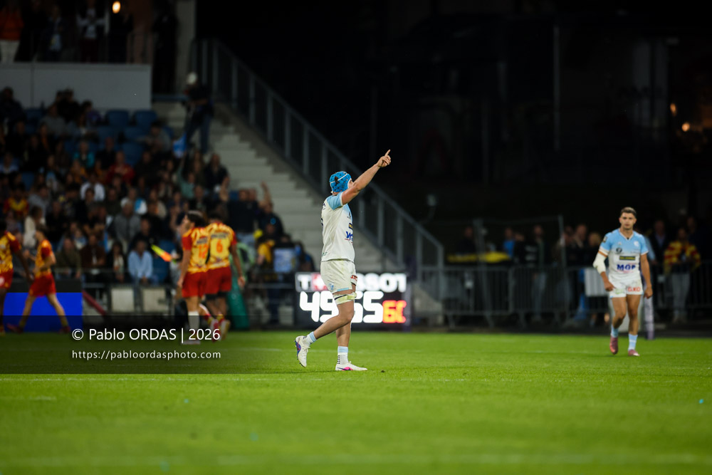Esteban Capilla, lors du match de Top 14 entre l'Aviron bayonnais et l'USA Perpignan, le 6 juin 2026 au stade Jean Dauger de Bayonne, France (Photo Pablo ORDAS)