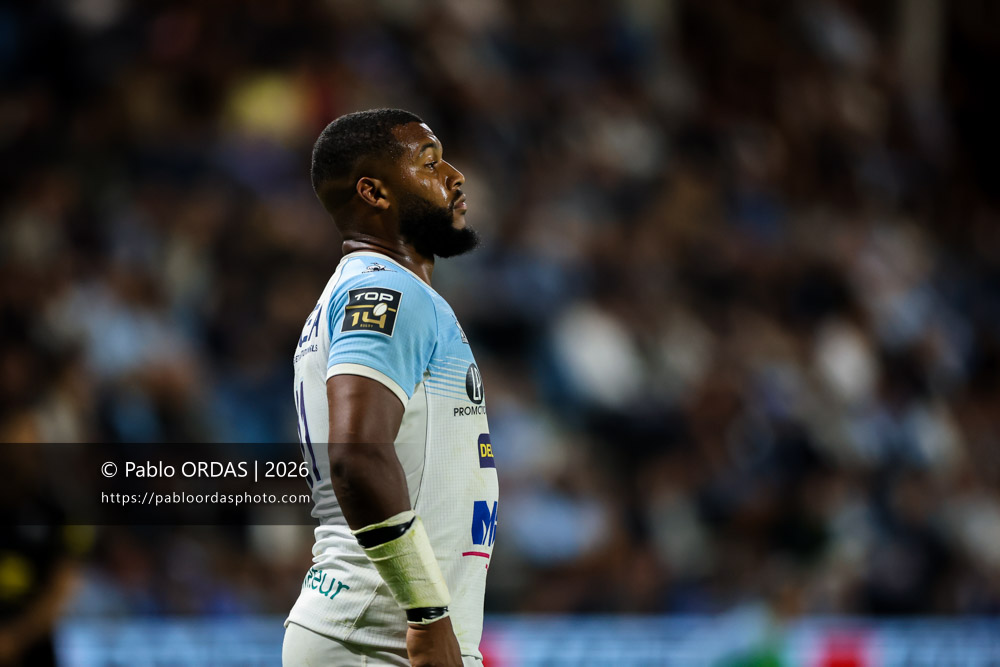 Cheikh Tiberghien, lors du match de Top 14 entre l'Aviron bayonnais et l'USA Perpignan, le 6 juin 2026 au stade Jean Dauger de Bayonne, France (Photo Pablo ORDAS)