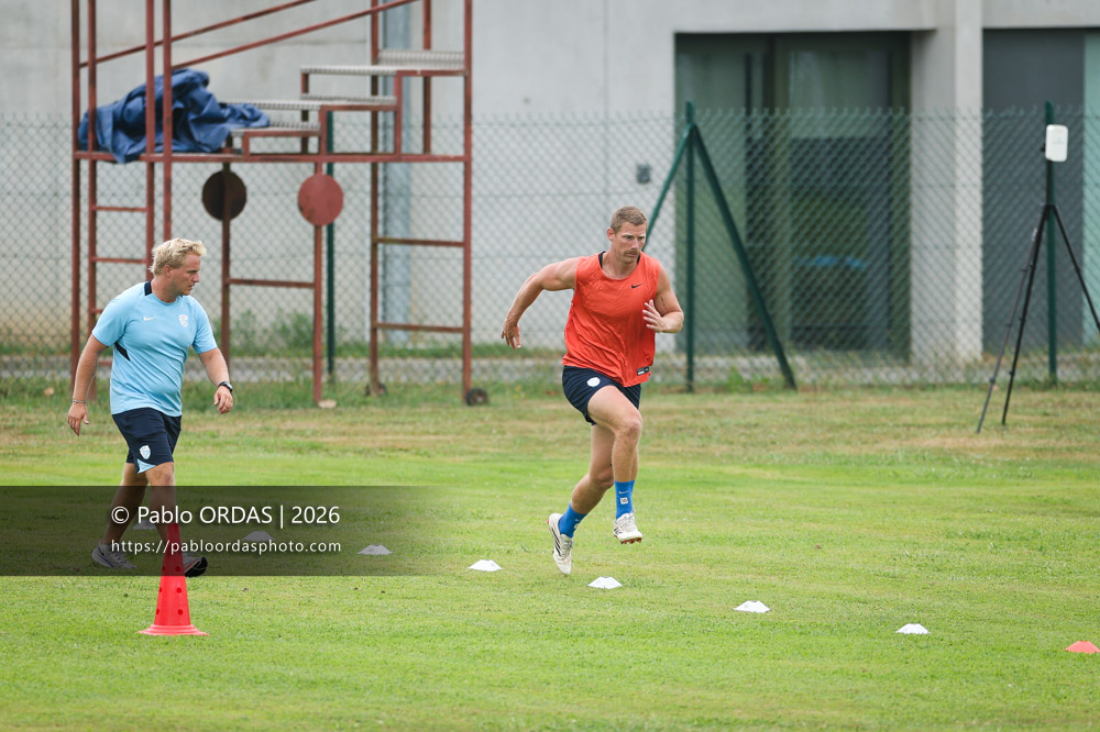 Rob du Preez, lors d'un entraînement avec l'Aviron bayonnais, le 30 juillet 2026 au stade Jean Dauger de Bayonne, France (Photo Pablo ORDAS)