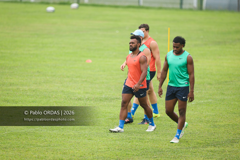 Sireli Maqala, lors d'un entraînement avec l'Aviron bayonnais, le 30 juillet 2026 au stade Jean Dauger de Bayonne, France (Photo Pablo ORDAS)